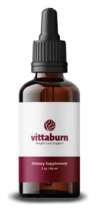 Vittaburn weight loss support drops, 2 oz / 60 ml amber dropper bottle